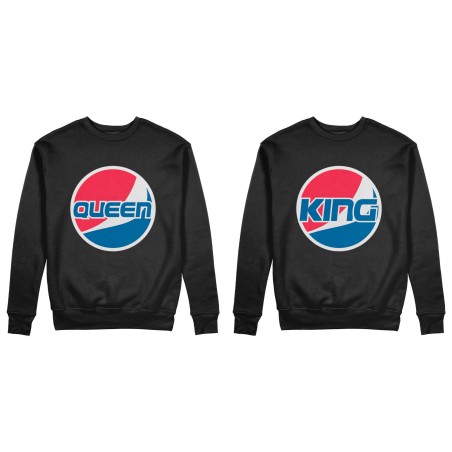 Coppia di felpe personalizzabili con nome king e queen pepsi