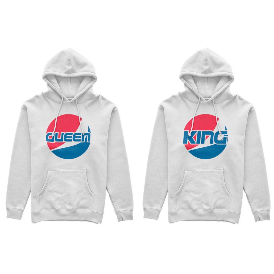 Coppia di felpe personalizzabili con nome king e queen pepsi
