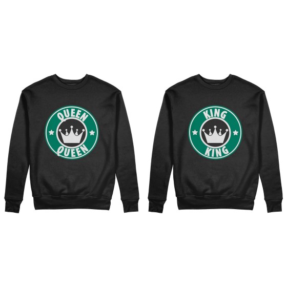 Coppia di felpe personalizzabili con nome king e queen starb