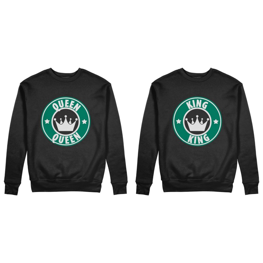 Coppia di felpe personalizzabili con nome king e queen starb