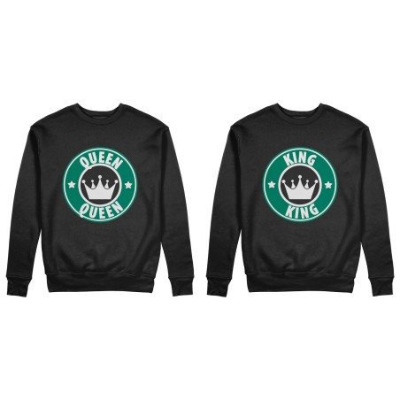 Coppia di felpe personalizzabili con nome king e queen starb