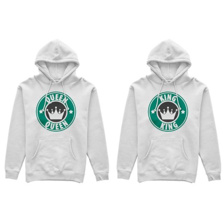 Coppia di felpe personalizzabili con nome king e queen starb