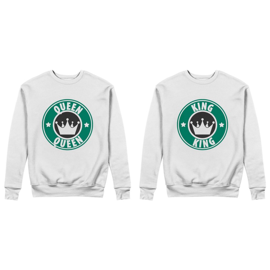 Coppia di felpe personalizzabili con nome king e queen starb