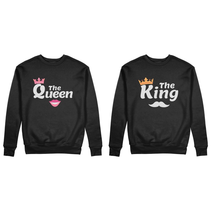 Coppia di felpe personalizzabili con nomi king e queen smile