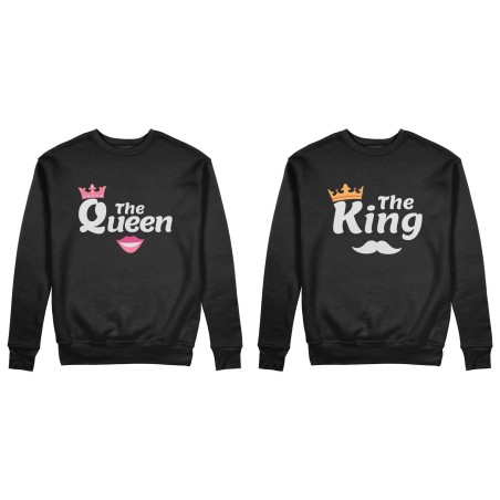Coppia di felpe personalizzabili con nomi king e queen smile