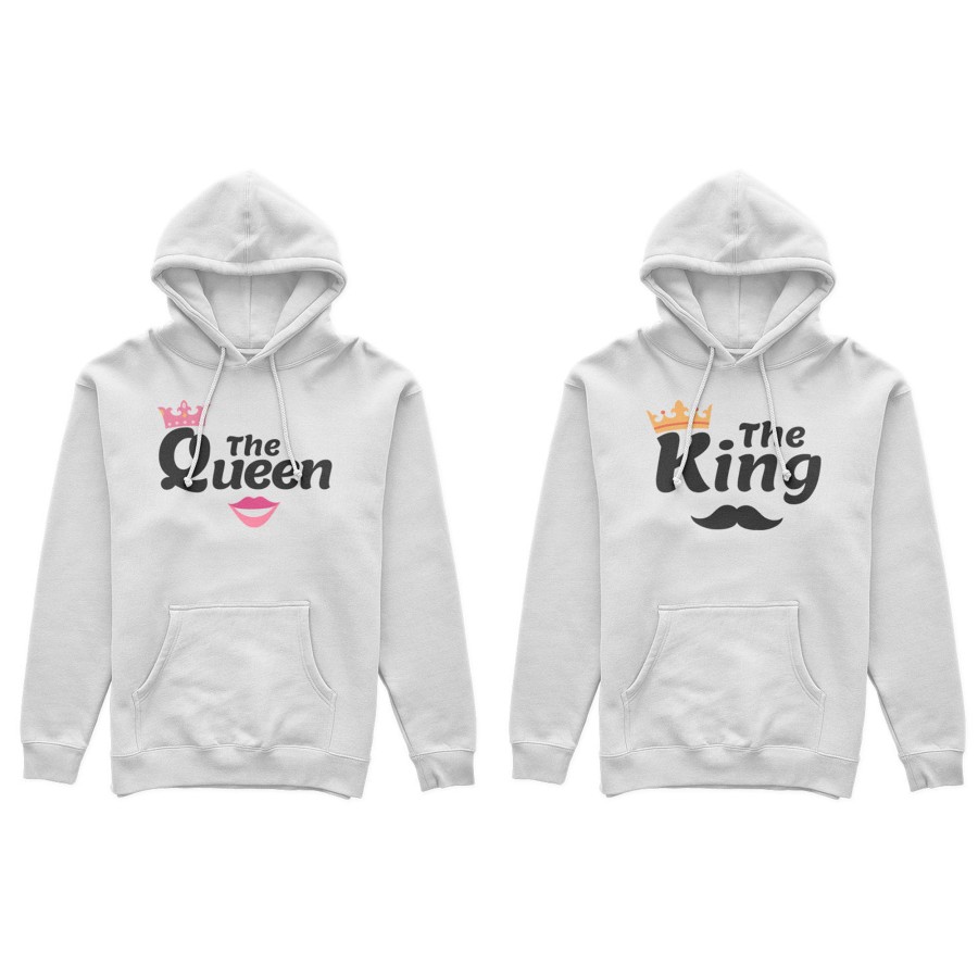 Coppia di felpe personalizzabili con nomi king e queen smile