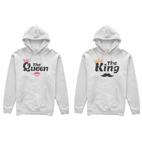 Coppia di felpe personalizzabili con nomi king e queen smile