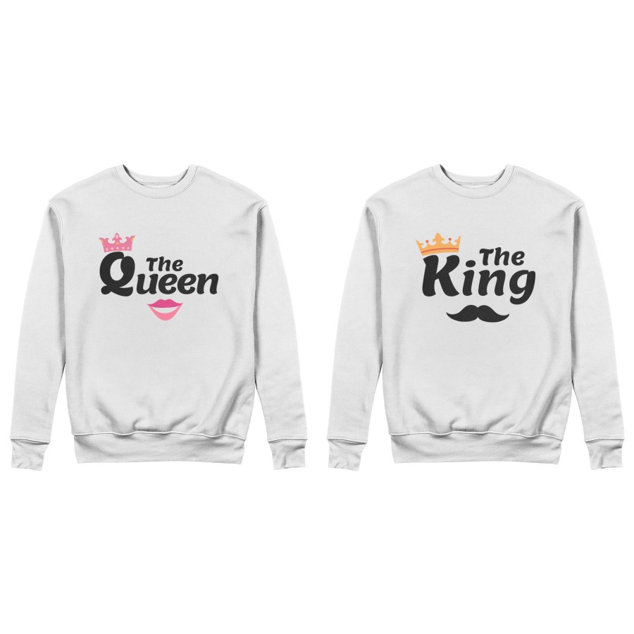 Coppia di felpe personalizzabili con nomi king e queen smile