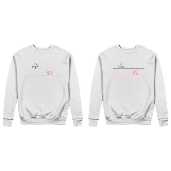 Coppia di felpe personalizzabili con nomi king e queen picche e cuori 2