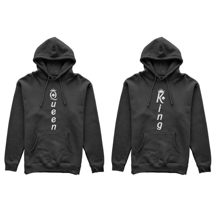 Coppia di felpe personalizzabili con nomi king e queen verticale