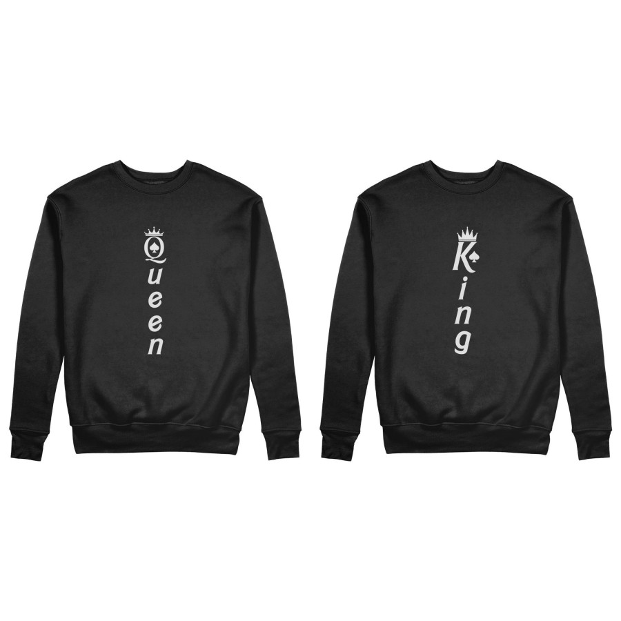 Coppia di felpe personalizzabili con nomi king e queen verticale