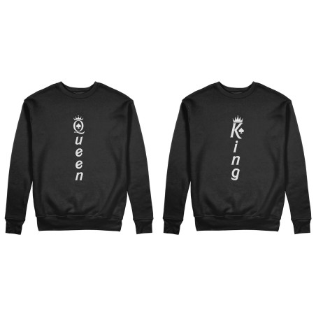 Coppia di felpe personalizzabili con nomi king e queen verticale