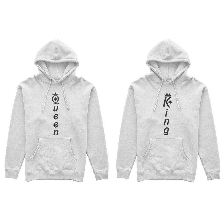Coppia di felpe personalizzabili con nomi king e queen verticale