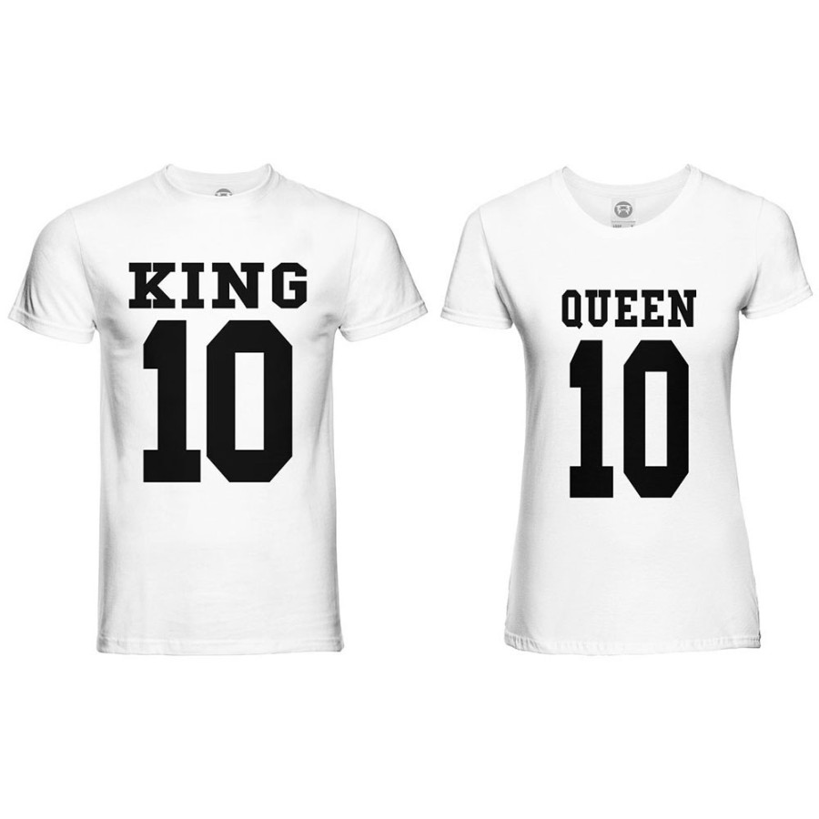Coppia di maglie personalizzate con nomi e numeri king e queen