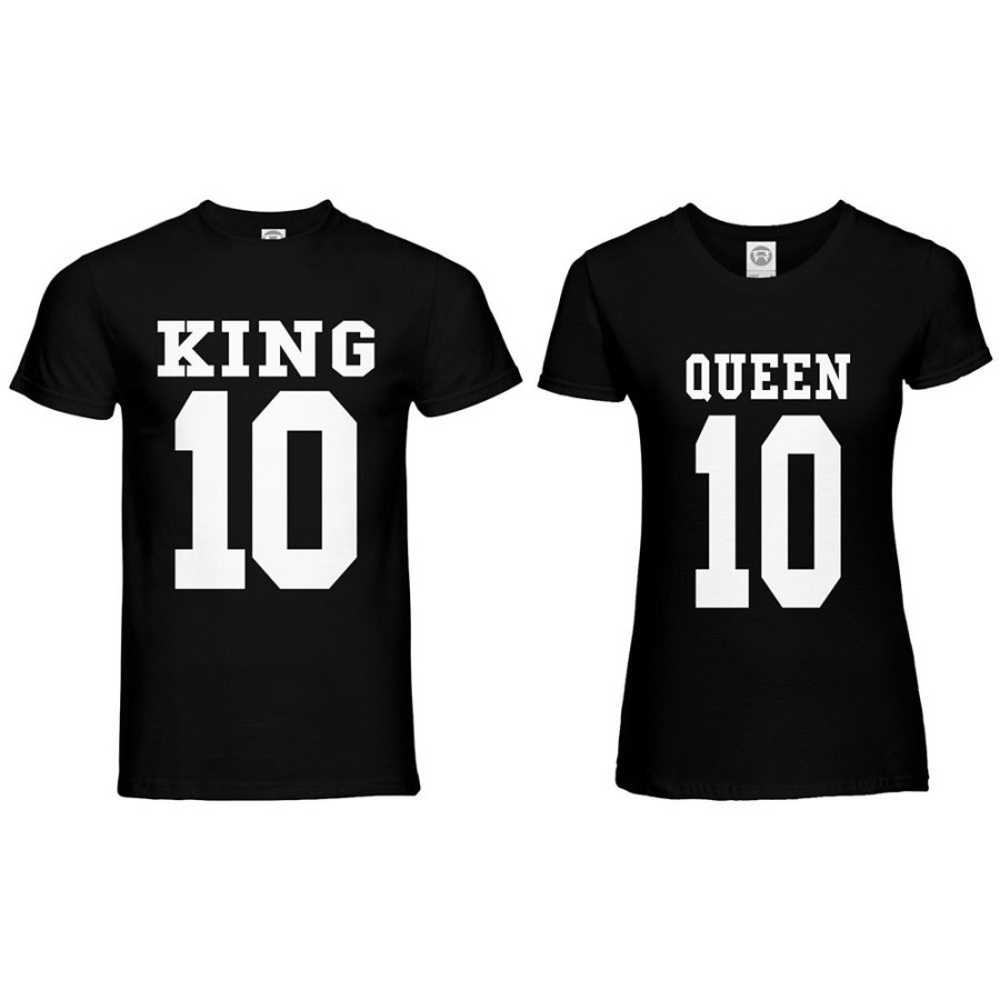 Coppia di maglie personalizzate con nomi e numeri king e queen