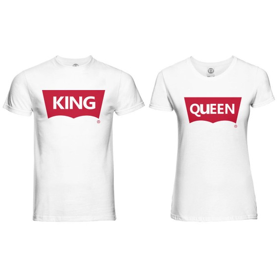 Coppia di maglie personalizzabili con nomi king e queen loveis 2