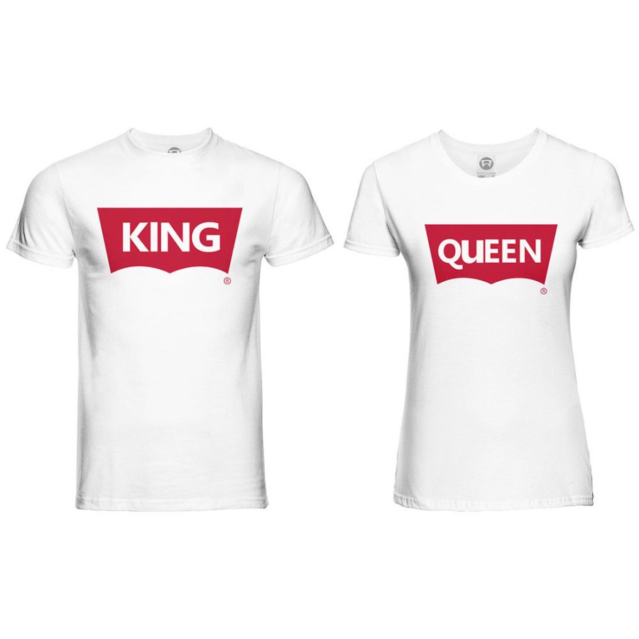 Coppia di maglie personalizzabili con nomi king e queen loveis
