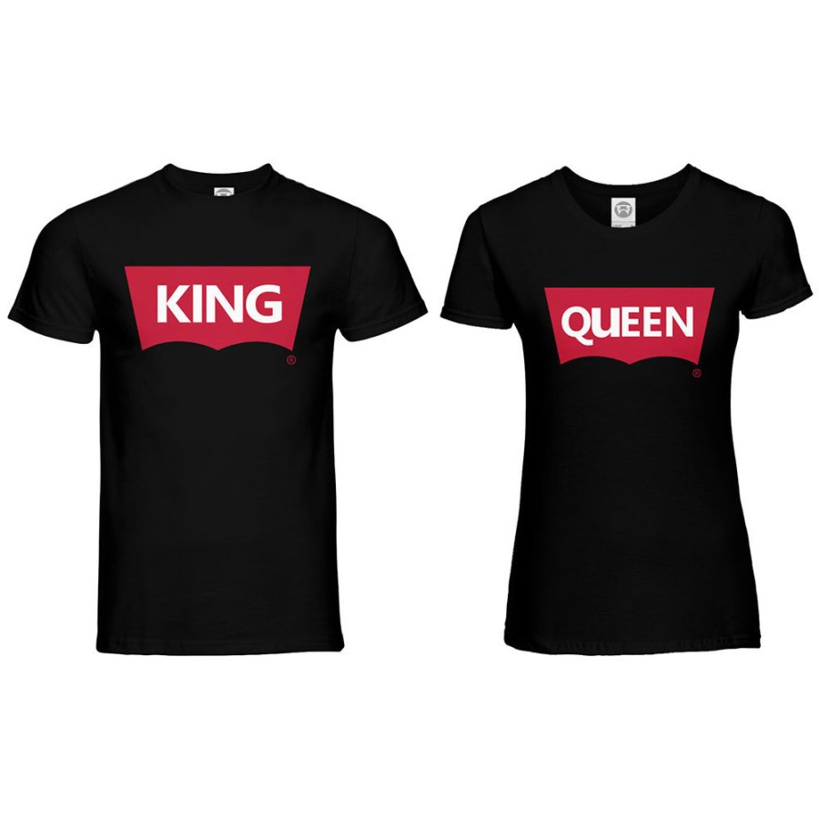 Coppia di maglie personalizzabili con nomi king e queen loveis