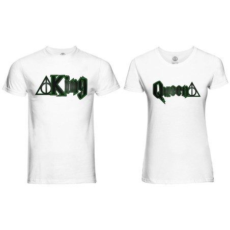 Coppia di maglie personalizzabili con nomi king e queen...