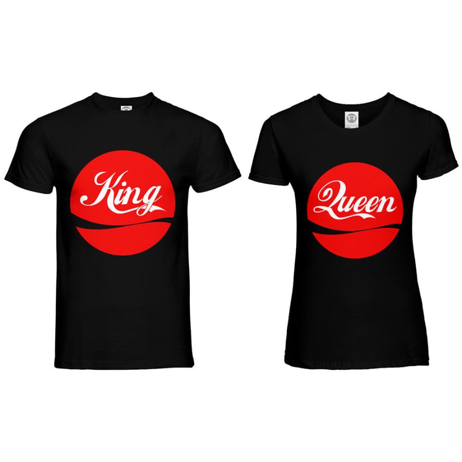 Coppia di maglie personalizzabili con nome king e queen cola
