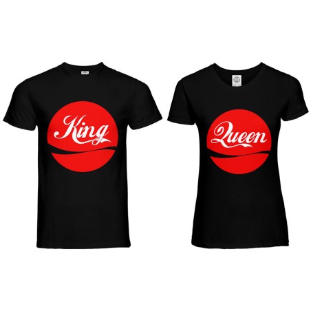 Coppia di maglie personalizzabili con nome king e queen cola