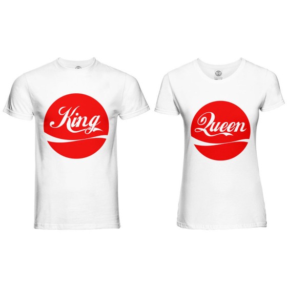 Coppia di maglie personalizzabili con nome king e queen cola