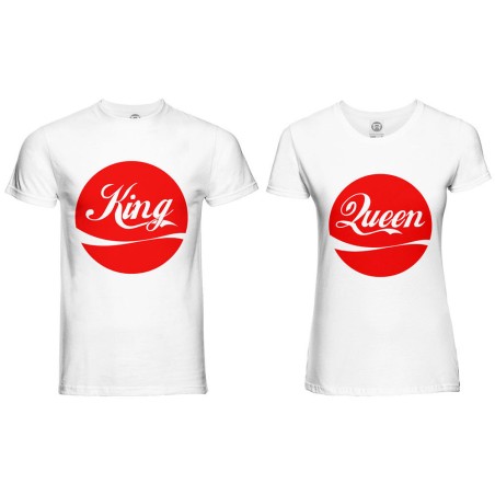 Coppia di maglie personalizzabili con nome king e queen cola