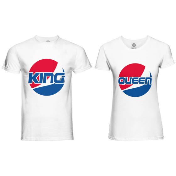 Coppia di maglie personalizzabili con nome king e queen pepsi