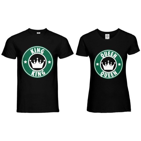 Coppia di maglie personalizzabili con nome king e queen starb