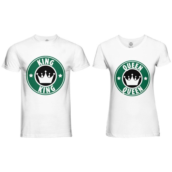 Coppia di maglie personalizzabili con nome king e queen starb