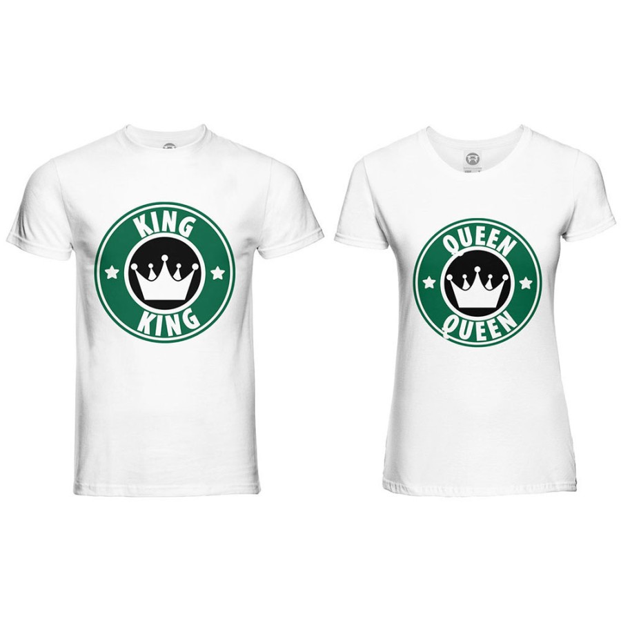 Coppia di maglie personalizzabili con nome king e queen starb