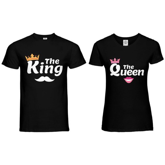 Coppia di maglie personalizzabili con nomi king e queen smile 2
