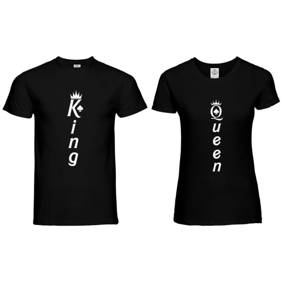 Coppia di maglie personalizzabili con nomi king e queen verticale