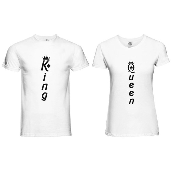 Coppia di maglie personalizzabili con nomi king e queen verticale 2