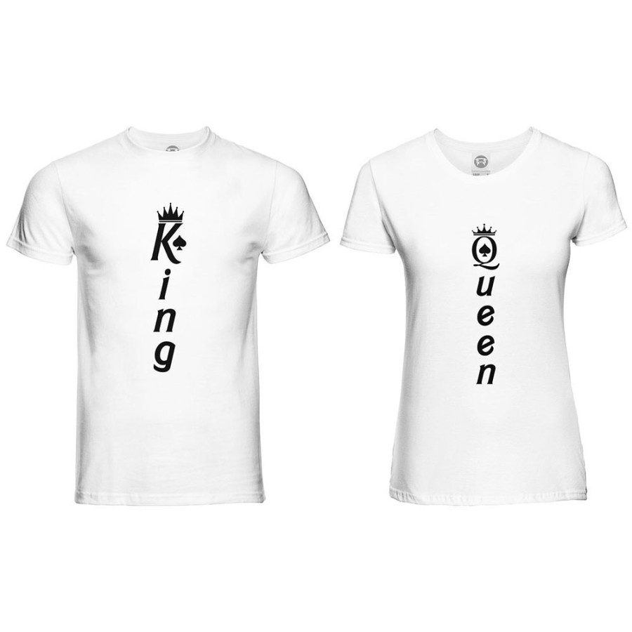 Coppia di maglie personalizzabili con nomi king e queen verticale