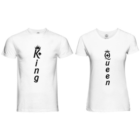 Coppia di maglie personalizzabili con nomi king e queen verticale