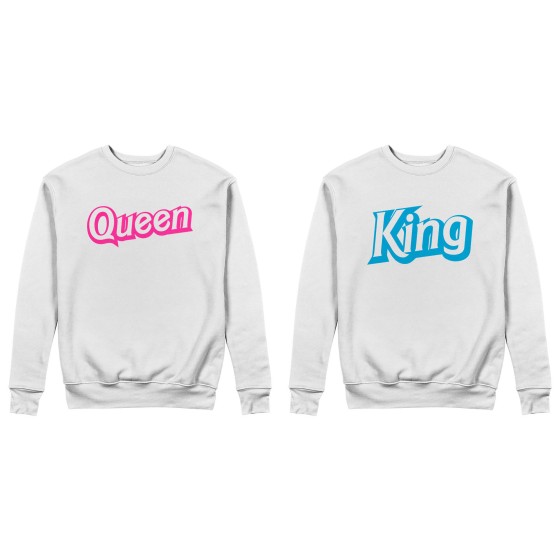 Coppia di felpe personalizzabili con nomi king ken e queen barbie 2