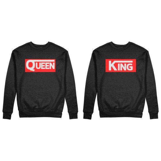 Coppia di felpe personalizzabili con nomi v king e v queen