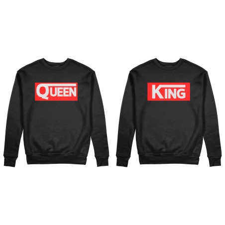 Coppia di felpe personalizzabili con nomi v king e v queen