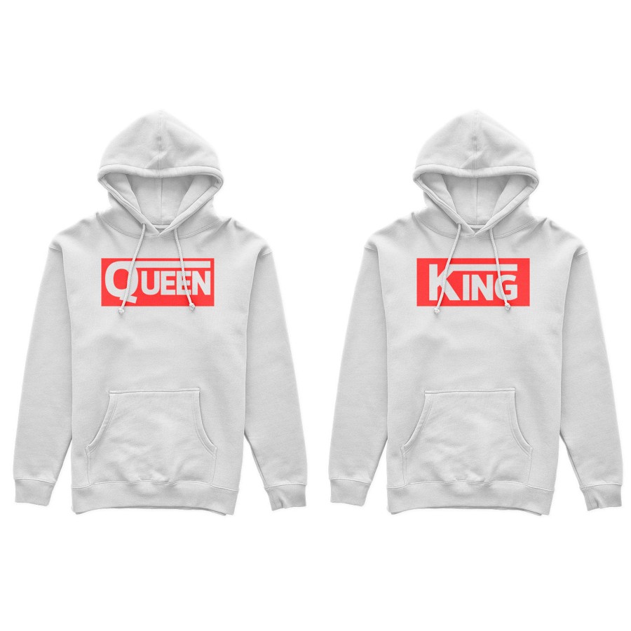 Coppia di felpe personalizzabili con nomi v king e v queen