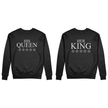 Coppia di felpe personalizzabili con nome her king his queen with star