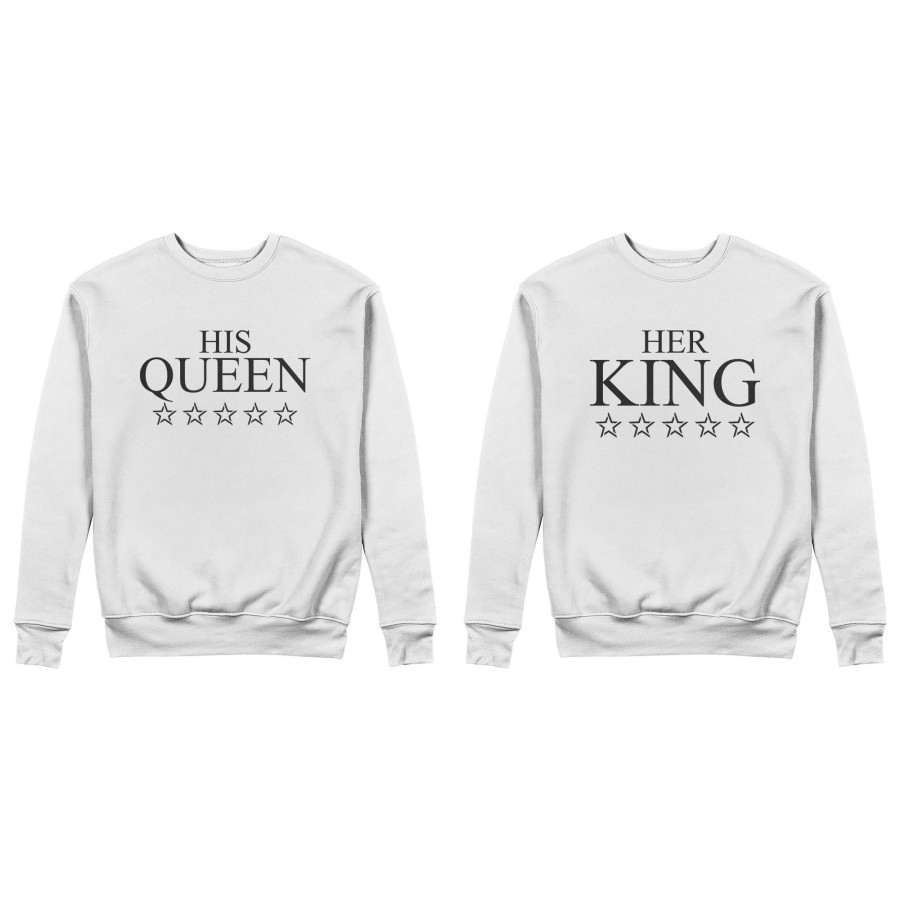 Coppia di felpe personalizzabili con nome her king his queen with star