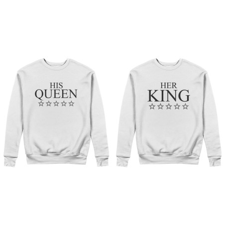 Coppia di felpe personalizzabili con nome her king his queen with star