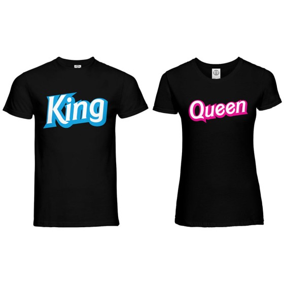 Coppia di maglie personalizzabili con nomi king ken e queen barbie 2