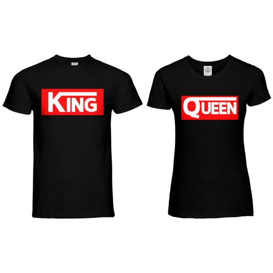 Coppia di maglie personalizzabili con nomi v king e v queen