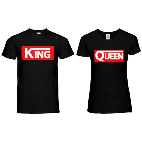 Coppia di maglie personalizzabili con nomi v king e v queen