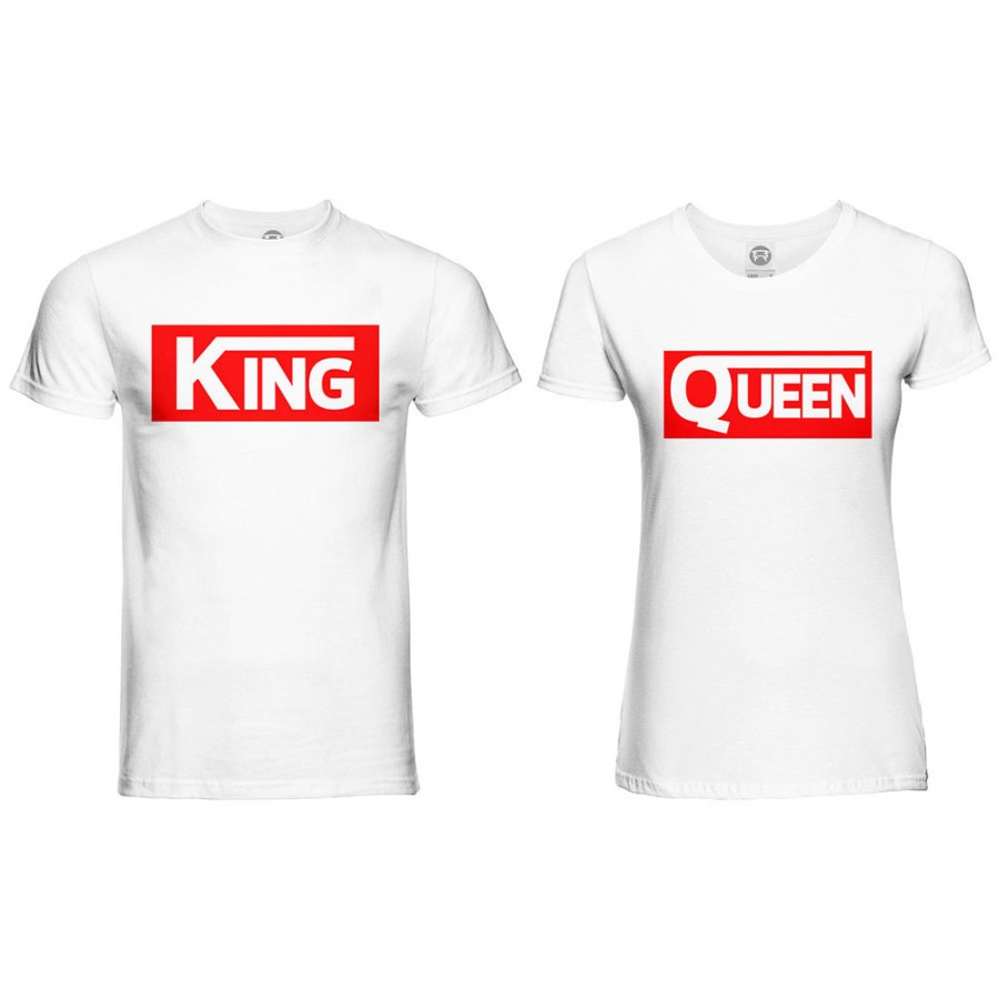 Coppia di maglie personalizzabili con nomi v king e v queen