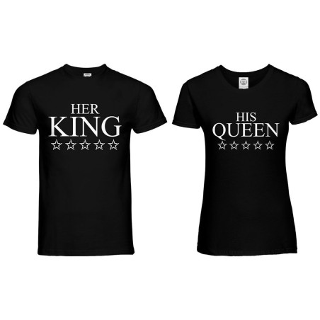 Coppia di maglie personalizzabili con nome her king his...