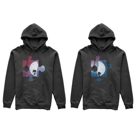 Coppia di felpe personalizzabili con nomi puzzle mezza luna