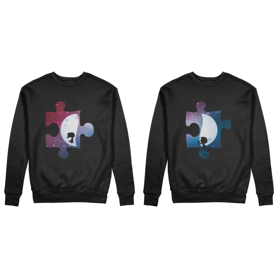 Coppia di felpe personalizzabili con nomi puzzle mezza luna